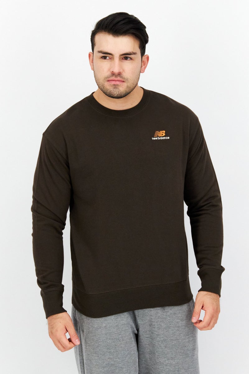 New Balance Men Sportswear Fit  Brand Logo Training Sweatshirts, Brown - Image 1